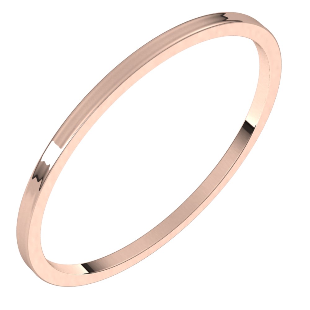 14K Rose 1 mm Ultra-Lightweight Flat Band Size 9