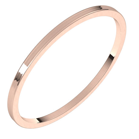 14K Rose 1 mm Flat Ultra-Light Band Size 10