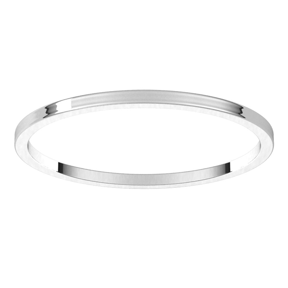 14K White Gold 1 mm Ultra-Lightweight Flat Band Size 6.5