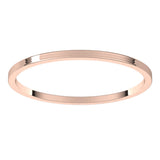 14K Rose 1 mm Flat Ultra-Light Band Size 10