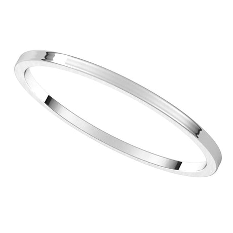 14K White Gold 1 mm Ultra-Lightweight Flat Band Size 6.5