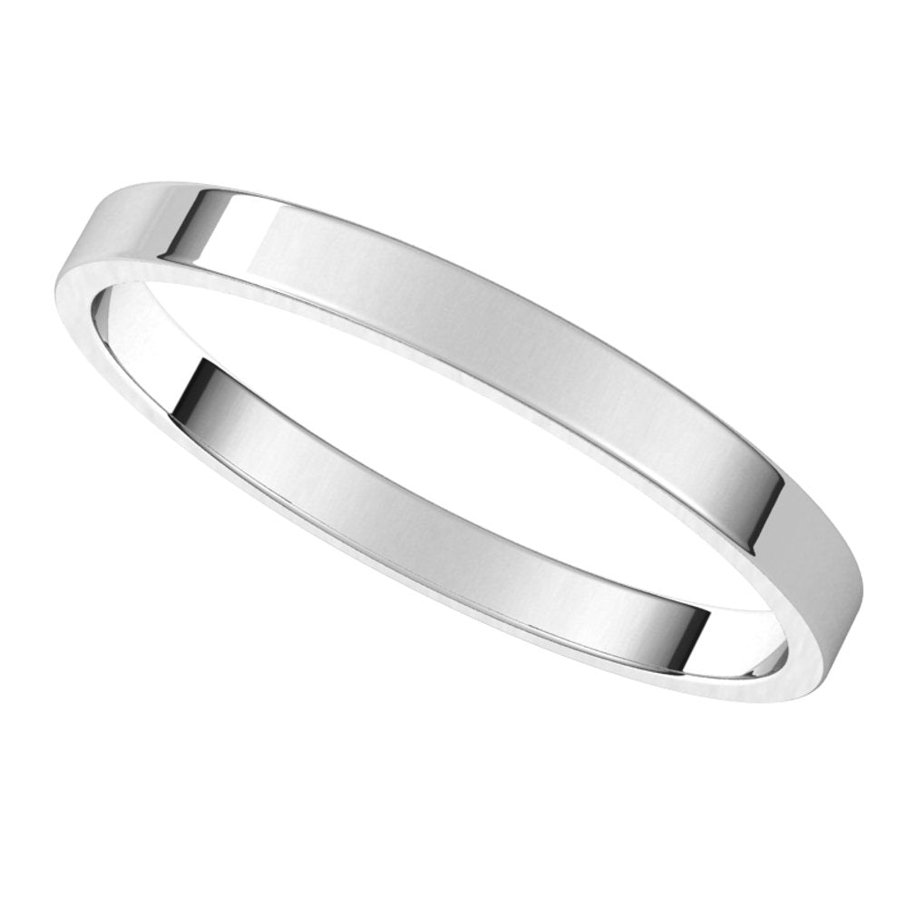 14K White 2 mm Flat Ultra-Light Band