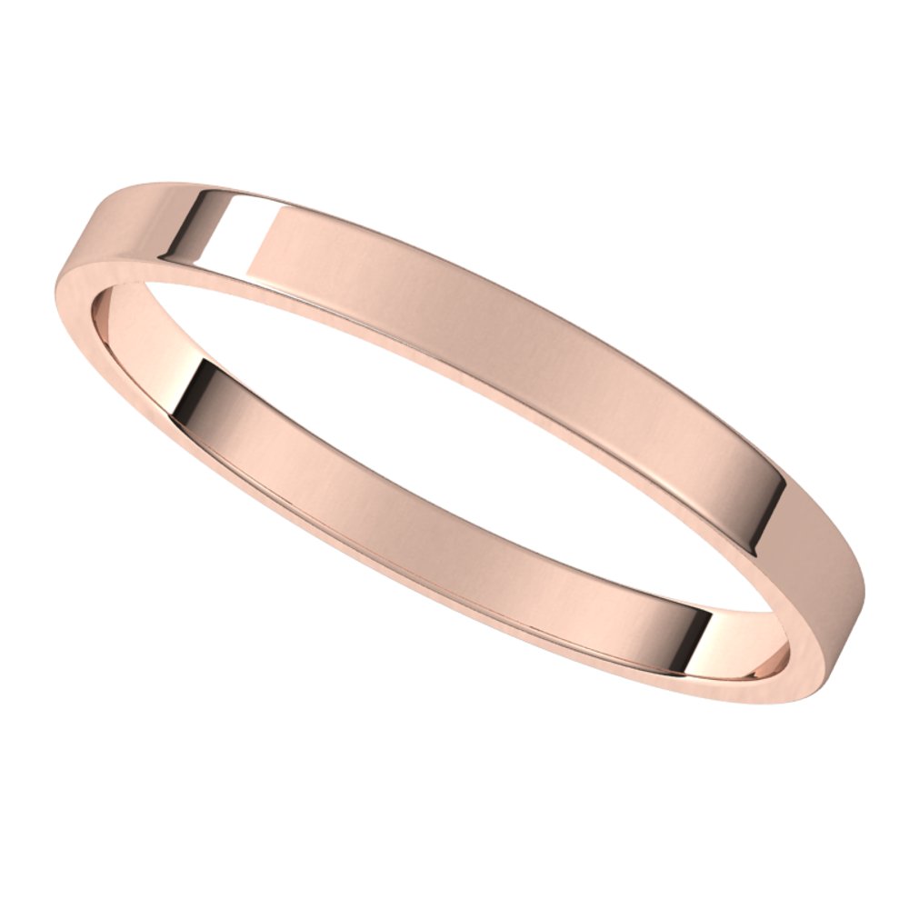 18K Rose 2 mm Flat Ultra-Light Band Size 6.5