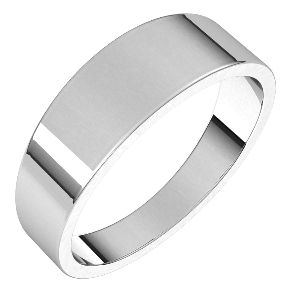 10K White 6 mm Flat Tapered Band Size 6