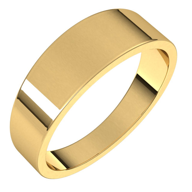 14K Yellow 6 mm Flat Tapered Band Size 5.5