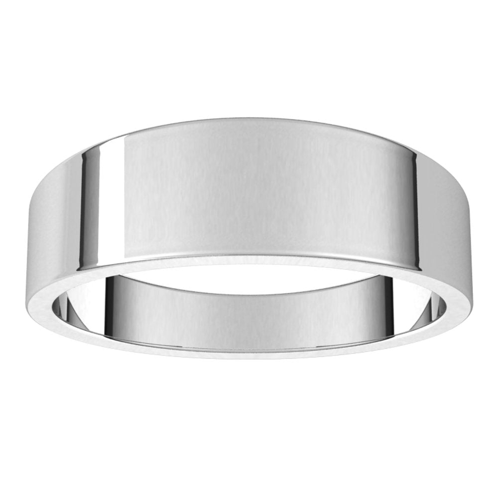 10K White 6 mm Flat Tapered Band Size 6