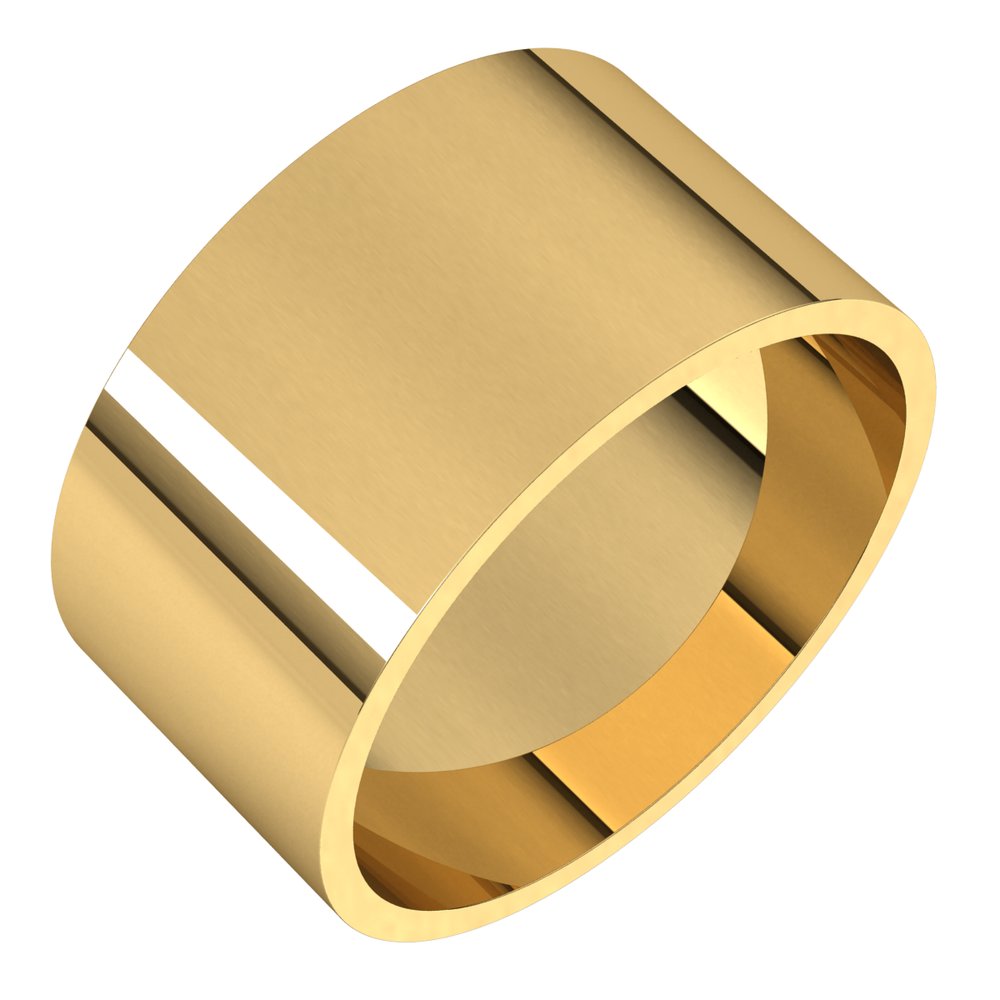 14K Yellow Gold 10 mm Ultra-Lightweight Flat Band Size 10.5