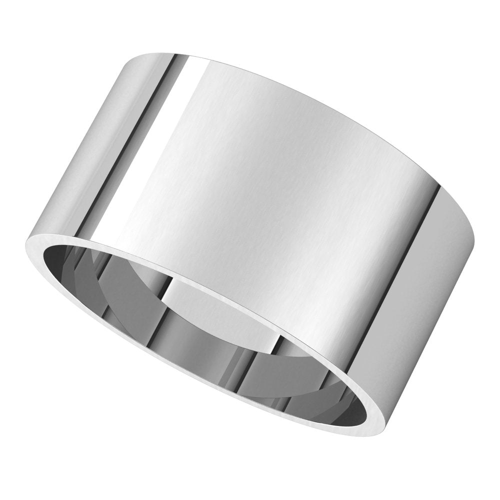 14K White Gold 10 mm Ultra-Lightweight Flat Band Size 6