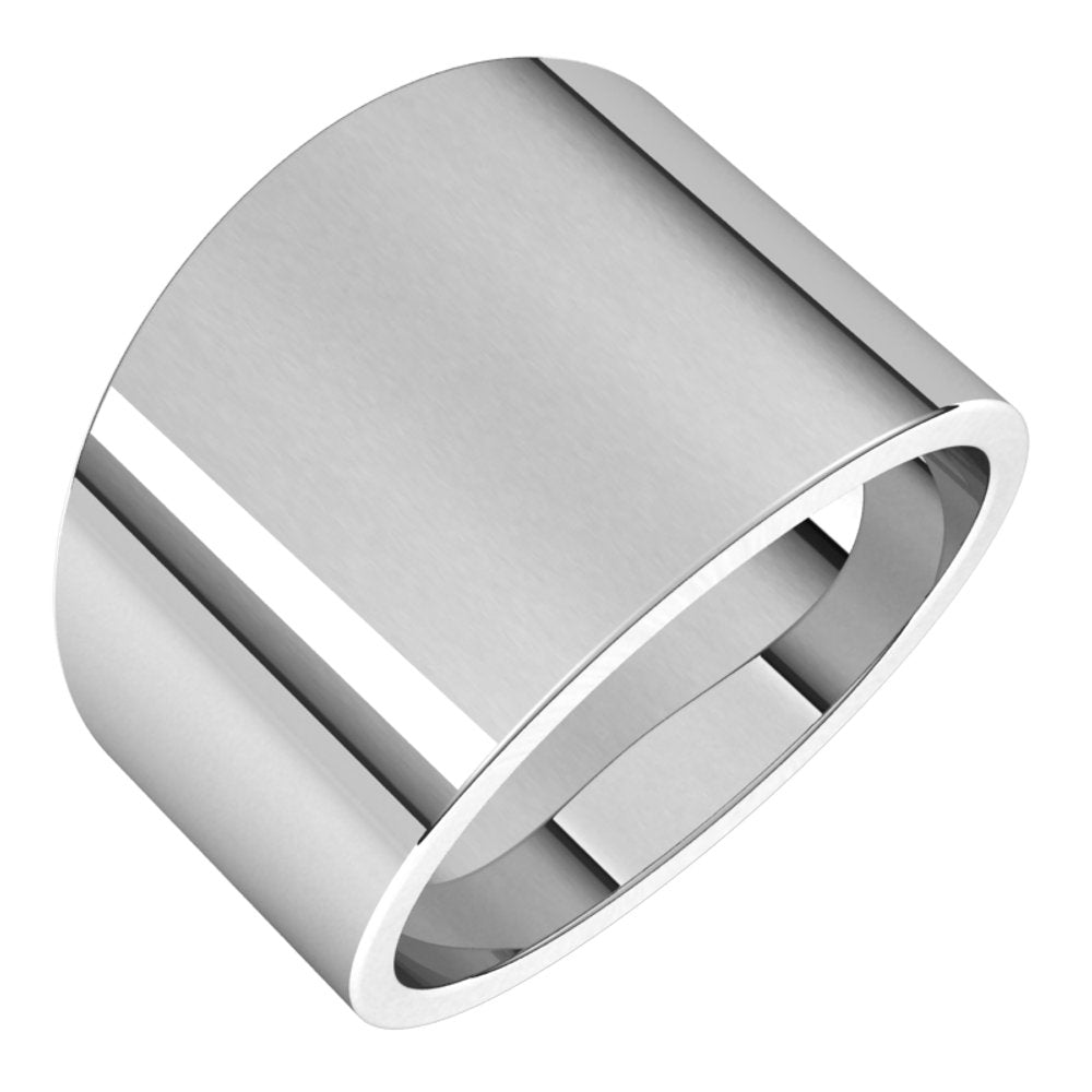 14K White 14 mm Flat Tapered Band