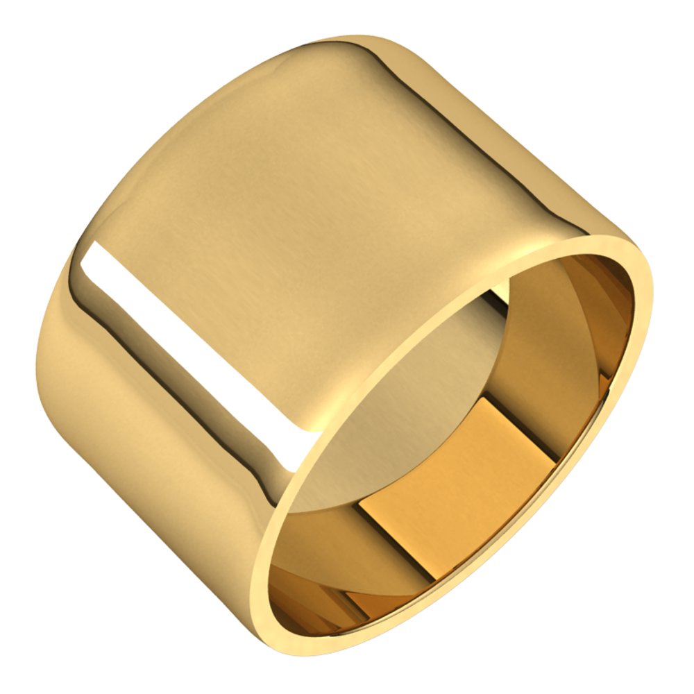 14K Yellow Gold 12 mm Ultra-Lightweight Flat Band Size 7