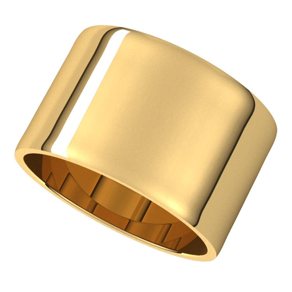 14K Yellow Gold 12 mm Ultra-Lightweight Flat Band Size 7