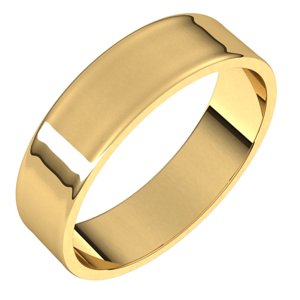 14K Yellow 5 mm Flat Ultra Light Band Size 6.5