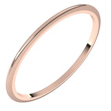 14K Rose 1 mm Half Round Band Size 6