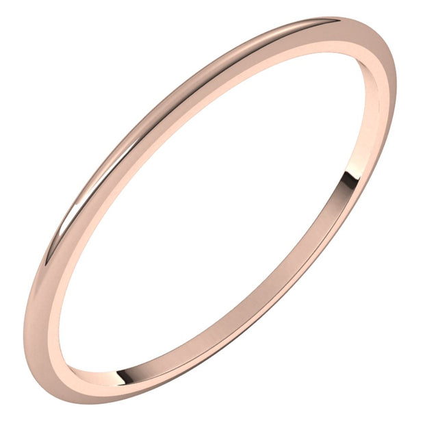 14K Rose 1 mm Half Round Band Size 6