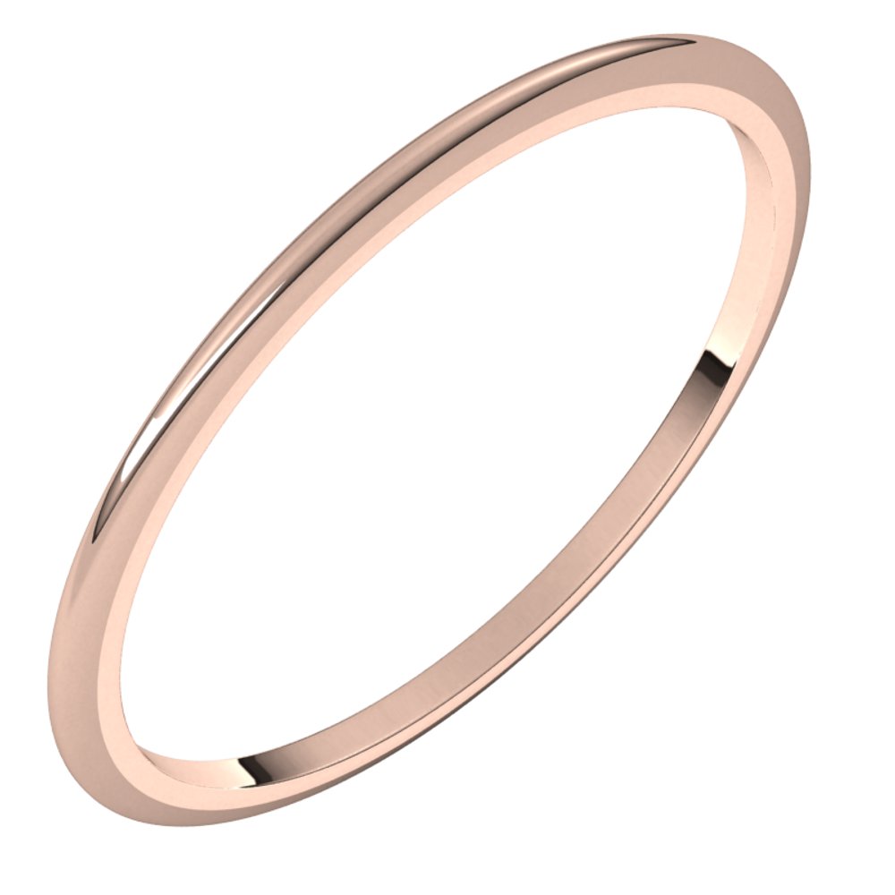10K Rose Gold 1 mm Half Round Band Size 5.5