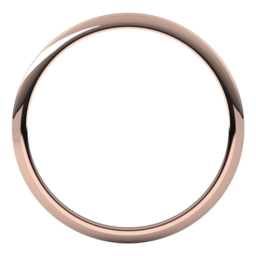 14K Rose 1 mm Half Round Band