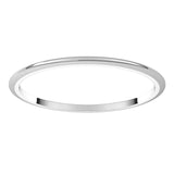 14K White 1 mm Half Round Band