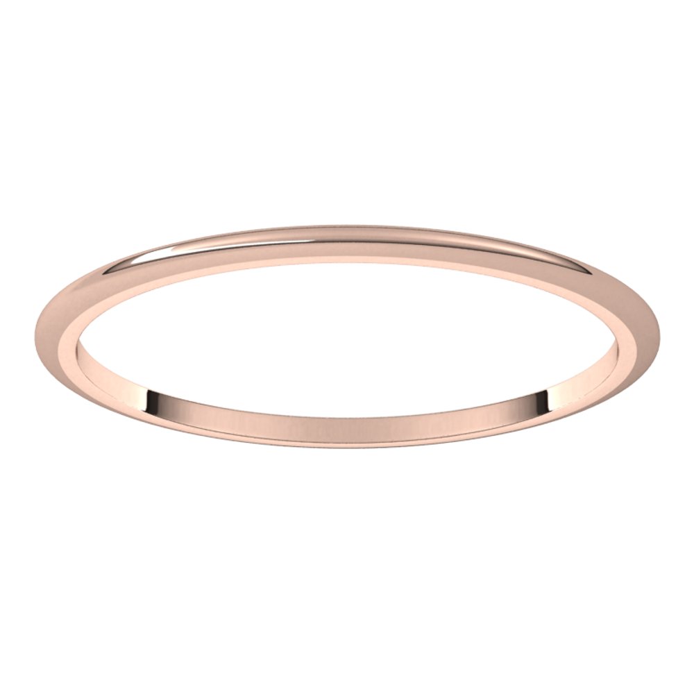 14K Rose 1 mm Half Round Band