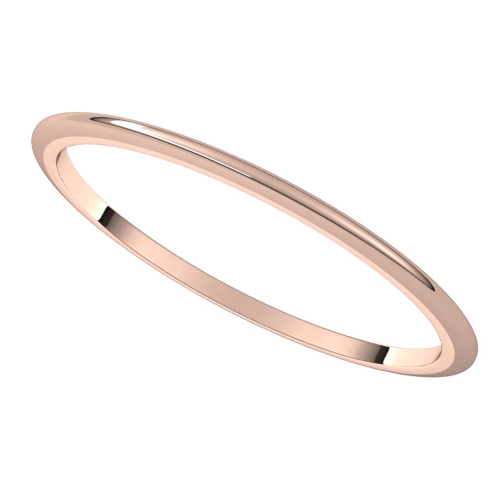 14K Rose 1 mm Half Round Band