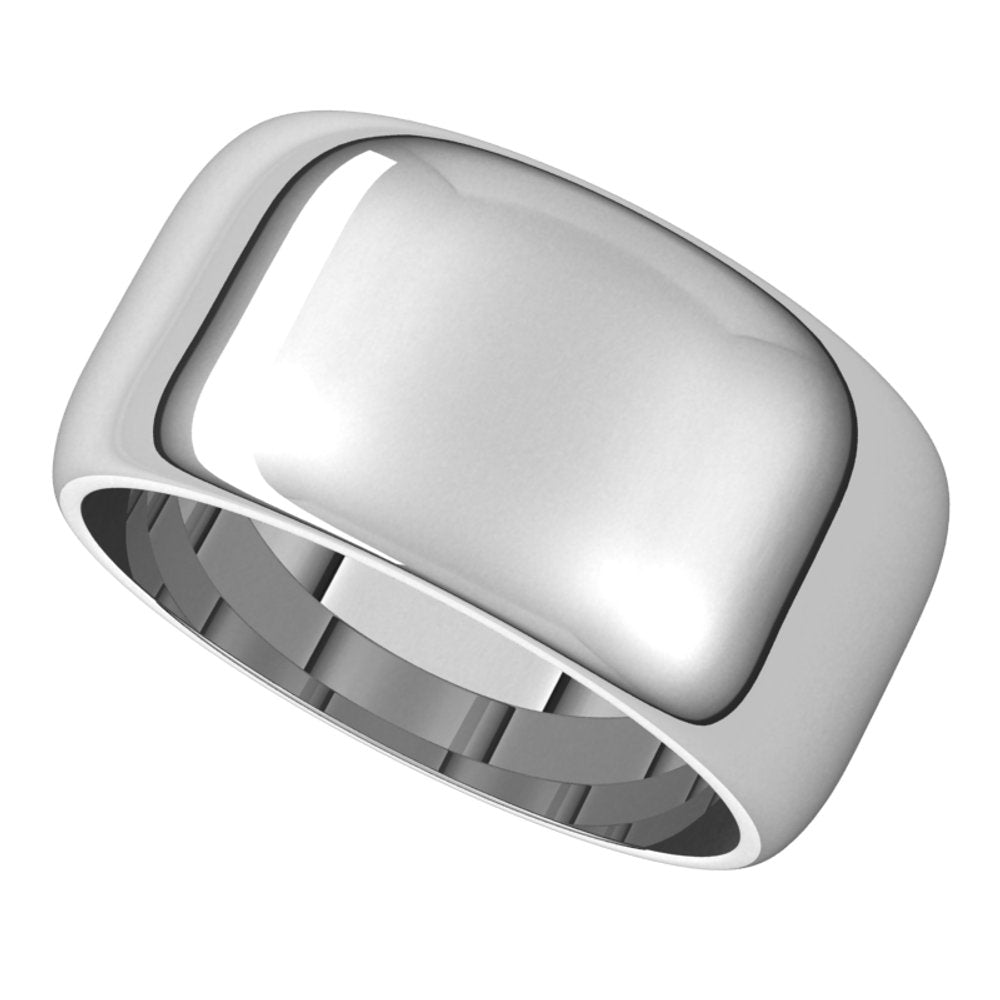 14K White 10 mm Half Round Band Size 9