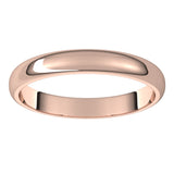 14K Rose 3 mm Half Round Band