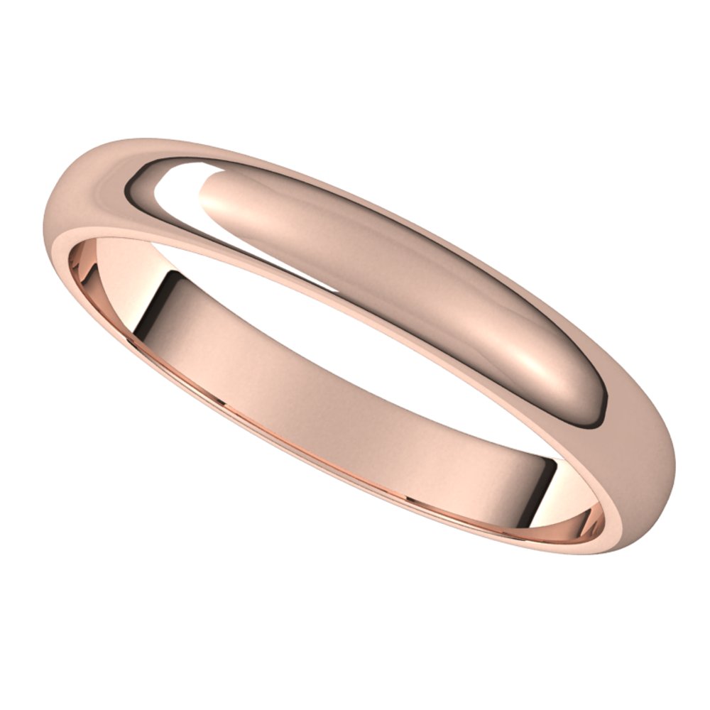 14K Rose 3 mm Half Round Band