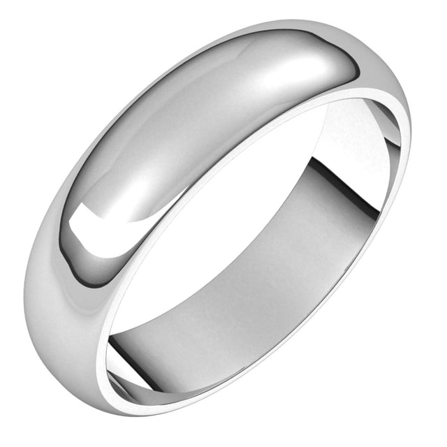 10K White 5 mm Half Round Band Size 7