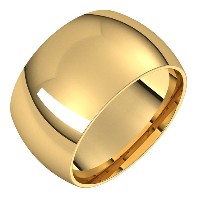 14K Yellow Gold 11 mm Half Round Band Size 7.5