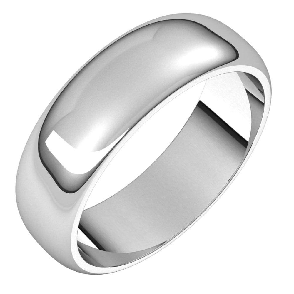 10K White 6 mm Half Round Band Size 5.5