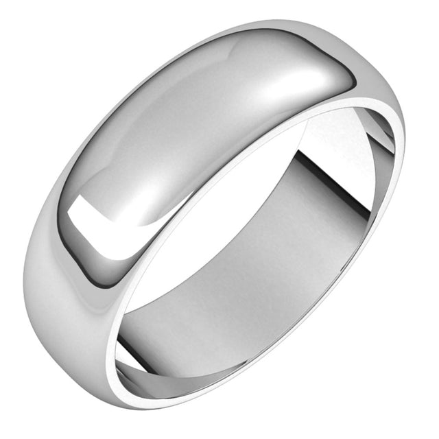 14K White 6 mm Half Round Band Size 5.5