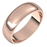 14K Rose 6 mm Half Round Band Size 7