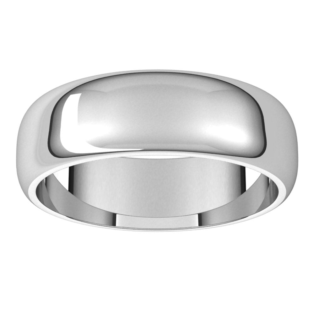 18K White 6 mm Half Round Band Size 11