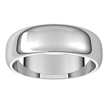 14K X1 White 6 mm Half Round Band Size 9.5