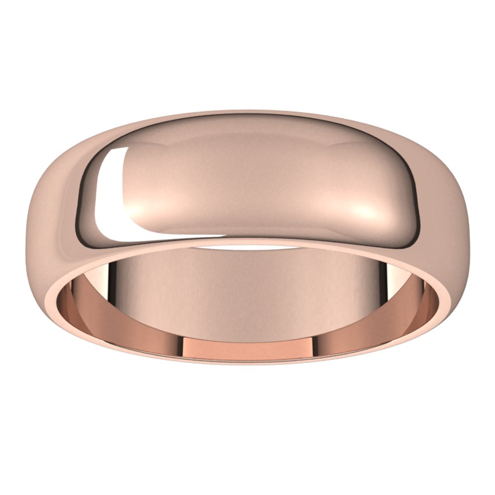 18K Rose 6 mm Half Round Band Size 10