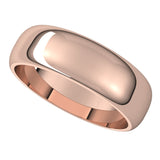 18K Rose 6 mm Half Round Band Size 10