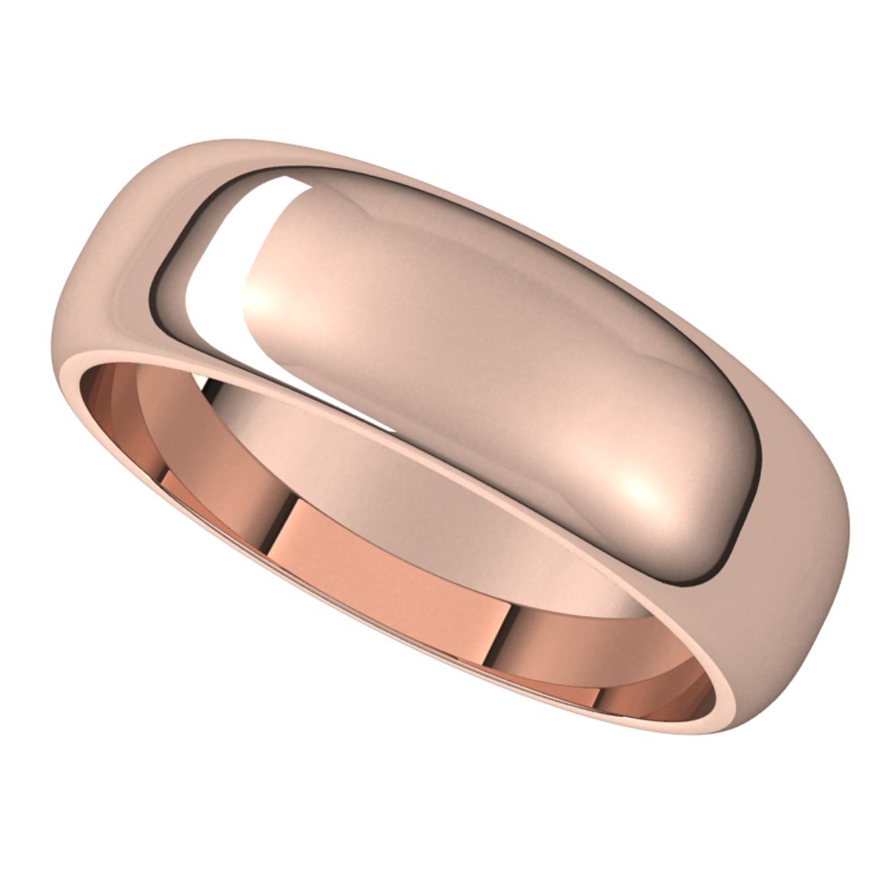 14K Rose 6 mm Half Round Band