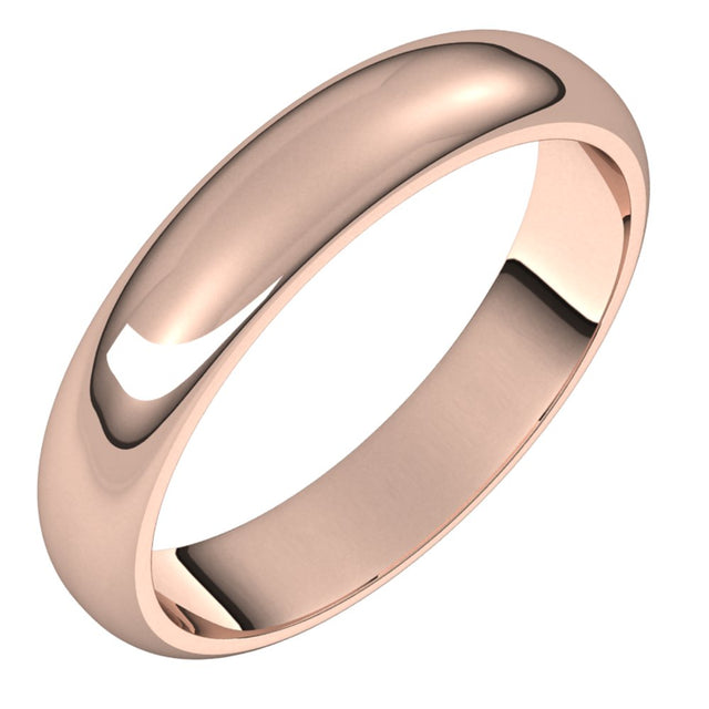 14K Rose 4 mm Half Round Band Size 7