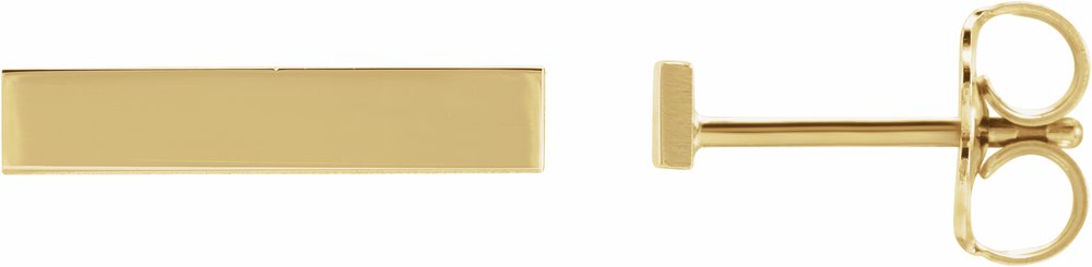 14K Yellow Gold Engravable Bar Earrings