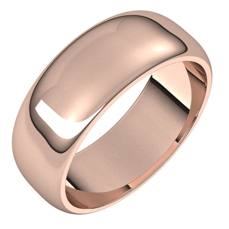 14K Rose 7 mm Half Round Band Size 7