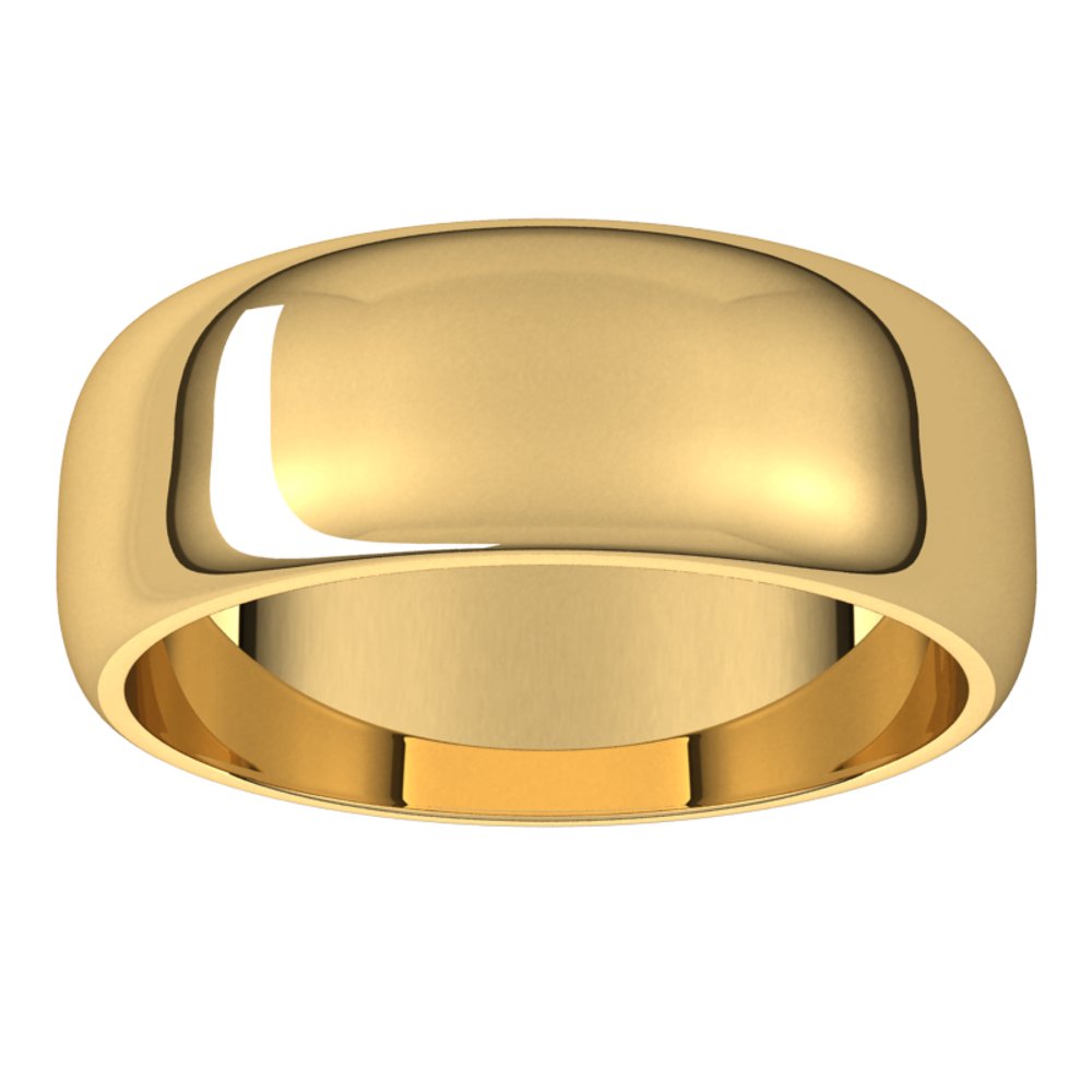 10K Yellow 7 mm Half Round Band