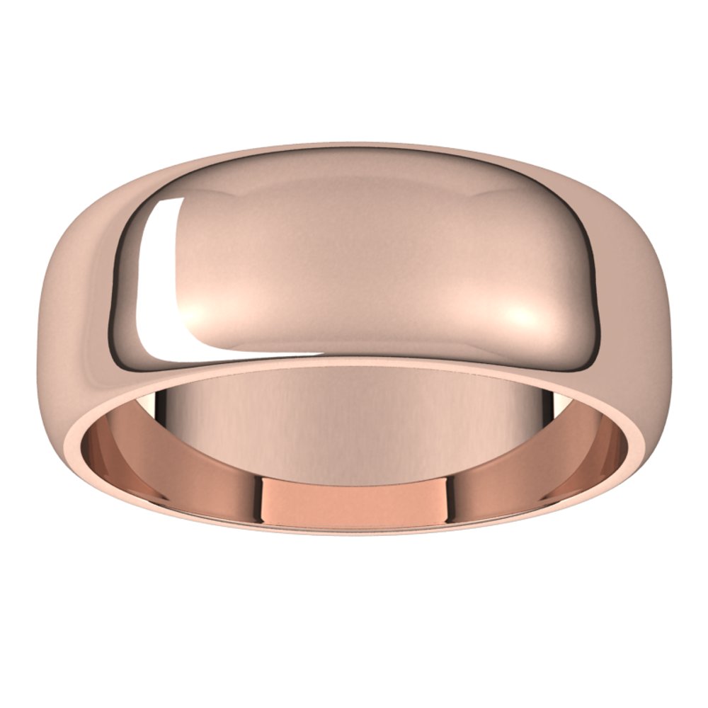 14K Rose 7 mm Half Round Band