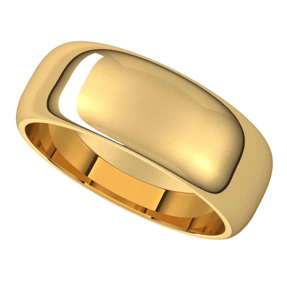 18K Yellow 7 mm Half Round Band