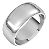 14K White Gold 8 mm Half Round Band Size 8