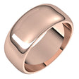 14K Rose Gold 8 mm Half Round Band Size 8