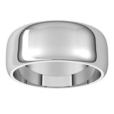 Platinum 8 mm Half Round Band Size 7