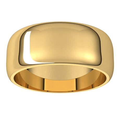 14K Yellow 8 mm Half Round Band Size 10