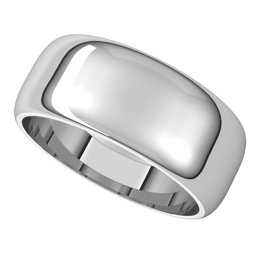 Platinum 8 mm Half Round Band Size 7