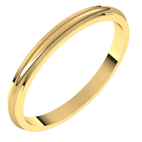 14K Yellow 2 mm Half Round Edge Band Size 8.5