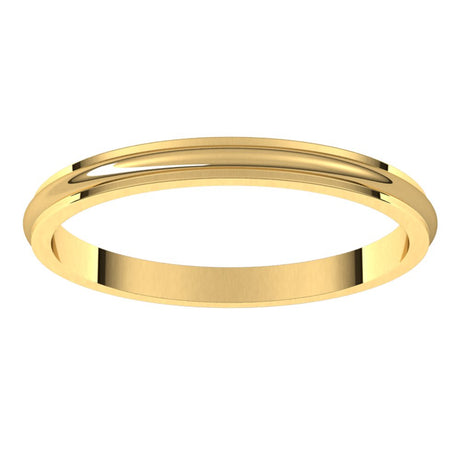 10K Yellow Gold 2 mm Stepped-Edge Half Round Band Size 6