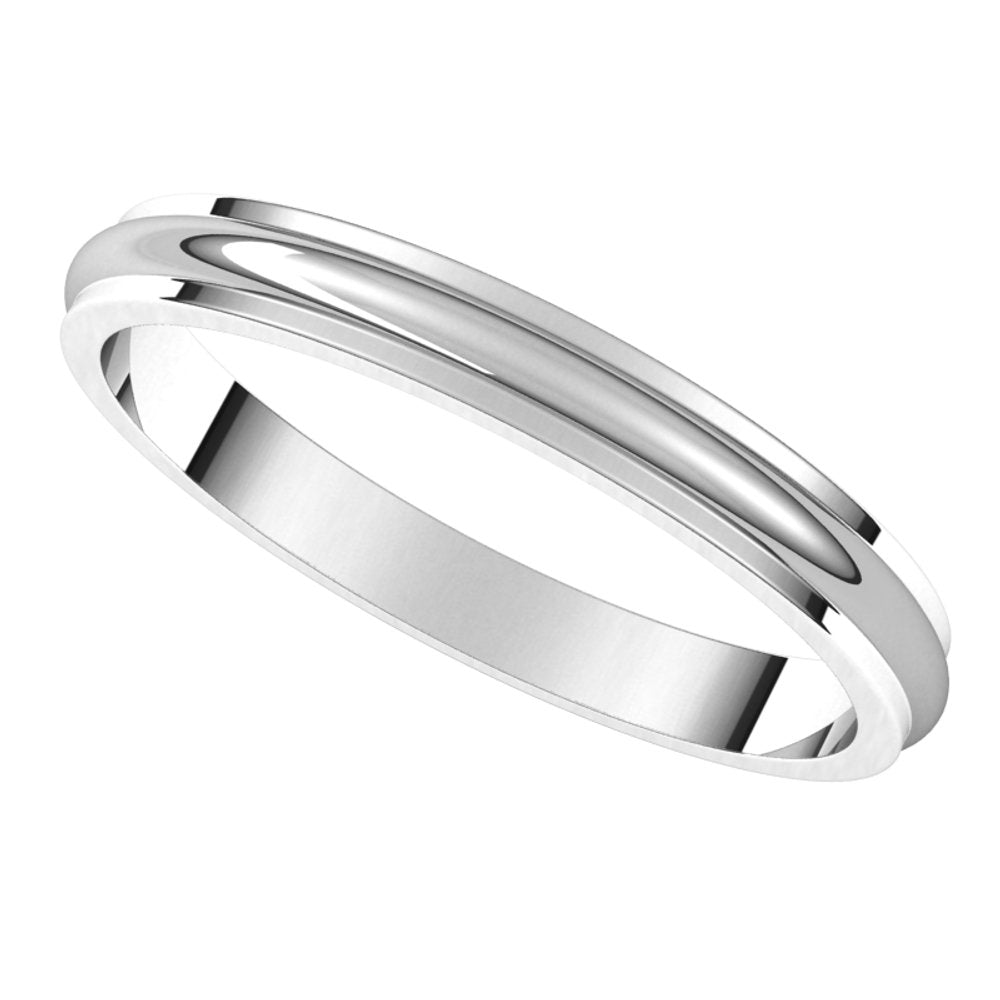 14K White 2.5 mm Half Round Edge Band